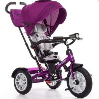 Велосипед Коляска триколісний з Батьківською ручкою дитячий M 4057-8 на надувних колесах / колір фуксія
