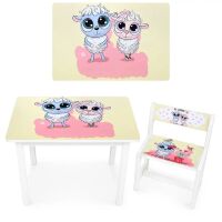 Дитячий стіл зі стільчиком Bambi BSM1-02 Овечки білий**