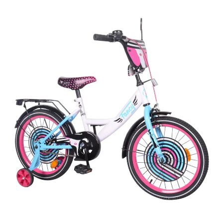Велосипед дитячий двоколісний TILLY Fancy 18 дюймів T-218214 white+pink+blue біло-рожевий