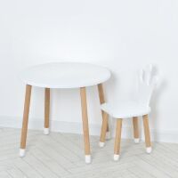 Дитячий круглий дерев'яний столик зі стільчиком Королева 06-025W-ROUND / рожевий для дівчинки