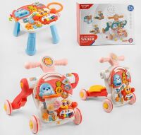 Дитяча каталка-толокар-самокат-столик 4в1 НЕ 0827 Звукові ефекти, піаніно, сортер. в коробці