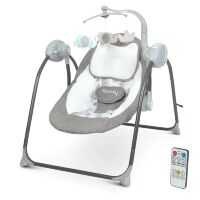 Дитяча электрокачель-шезлонг Заколисуючий центр Гойдалки EL CAMINO ME 1075 TEDDY Gray Linen Drops сірий **