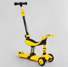 Дитячий триколісний самокат 3в1 Беговел Best Scooter BS-38804 з батьківською ручкою та сидінням / жовтий