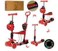 Триколісний самокат беговел дитячий 5 в 1 iTrike JR3-077-R MAXI Божа корівка з кошиком / колір червоний