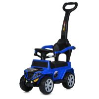 Дитяча каталка толокар 2в1 Машинка M 5805EL-4 з батьківською ручкою та музикою синя
