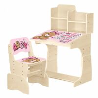 Дитяча парта регульована для дівчинки зі стільчиком растишка Bambi W2071-111-1(UA)(EN) / "Мішутка"**