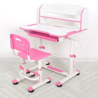 Дитяча пластикова Регульована парта зі стільчиком M 4819-8 з надбудовою / рожева для дівчинки**