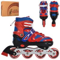 Розсувні ролики PROFI A4145-L-R алюмінієві рама/розмір 39-42 устілка 24 см/колеса ПУ 70 мм/червоні