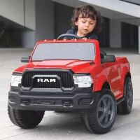 Дитячий електромобіль Джип Dodge RAM M 5766EBLR-3 шкіряне сидіння, амортизатори, музика, світло / червоний