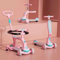 Дитячий самокат-трансформер Maraton 3в1 Junior з батьківською ручкою, сидінням та бампером, салатовий