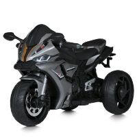 Дитячий електро-мотоцикл M 5823ELS-11 Yamaha електромобіль трицикл шкіряне сидіння, музика, світло, автофарбування сірий