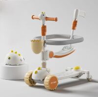 Дитячий самокат трансформер Maraton 3в1 K2 з шоломом та батьківською ручкою, бежевий