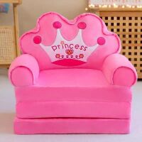 Дитяче м'яке крісло-диван-трансформер для дівчинки плюшеве рожеве "Принцеса"