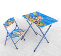 Дитячий складаний столик зі складним стільчиком Bambi A19-SHARK "Акулятко Ту-ру-ру" блакитний**