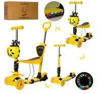 Триколісний самокат беговел дитячий 5 в 1 iTrike JR3-077-Y MAXI Божа корівка з кошиком / колір жовтий
