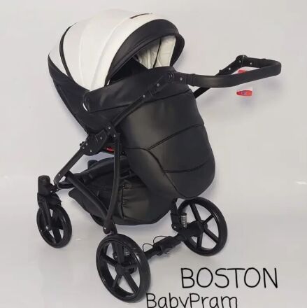 Універсальна Всесезонна Дитяча коляска Трансформер 2в1 BOSTON з Люлькою і підсклянником. Еко Шкіра Біла