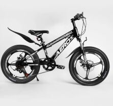 Дитячий спортивний велосипед 20 дюймів Corso 54032 "AERO" сталева рама/7 швидкостей/ЛІТИЙ диск/чорний