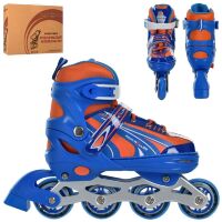 Розсувні ролики PROFI A4146-L-BL алюмінієві рама/розмір 39-42 устілка 23.7 см/колеса ПУ 70 мм/сині