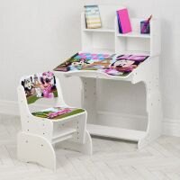 Дитяча регульована шкільна парта зі стільцем Bambi W 2071-7-4 "Дисней Міні Маус Disney" біла для дівчини