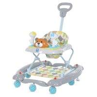 Дитячі ходунки качалка BAMBI M 3656A-S-4 Ведмедик з музичної ігровою панеллю і батьківською ручкою / сірі