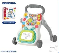 Дитячі ходунки штовхач "Перші кроки" 368-16 Музична каталка з ігровим центром / на батарейках / сіра