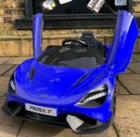 Дитячий електромобіль Машина Спорткар McLaren M 5726EBLR-4 шкіряне сидіння, 4 мотори, синій