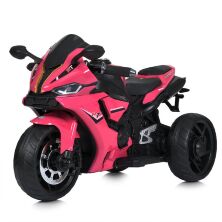 Дитячий електро-мотоцикл M 5823ELS-8 Yamaha електромобіль трицикл шкіряне сидіння, музика, світло, автофарбування рожевий