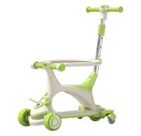 Дитячий триколісний самокат трансформер Maraton 3в1 Safari з батьківською ручкою та бампером, бежевий