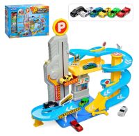 Дитячий Триповерховий гараж Парковка паркінг для машинок QL 905 Трек Траса Автостоянка з підйомником. 6 машинок
