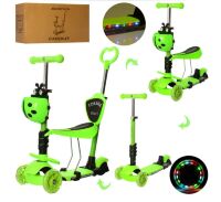 Триколісний самокат беговел дитячий 5 в 1 iTrike JR3-077-GR MAXI Божа корівка з кошиком / колір зелений