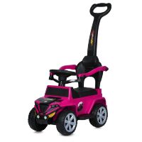 Дитяча каталка толокар 2в1 Машинка M 5805EL-8 з батьківською ручкою та музикою рожева для дівчинки