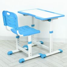 Дитяча пластикова парта зі стільчиком A60-4 регульована висота і стільниця Синя