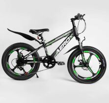 Дитячий спортивний велосипед 20 дюймів Corso 60573 "AERO" сталева рама/7 швидкостей/ЛІТИЙ диск/ салатовий
