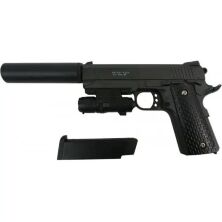 Дитячий Іграшковий РАЙКБОЛЬНИЙ металевий пістолет Galaxy G25A SIG Sauer226 з ЛЦУ (прицілом) і глушником