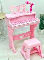 Дитячий синтезатор-піаніно на ніжках 6626 зі стільчиком і мікрофоном 37 клавіш рожевий**