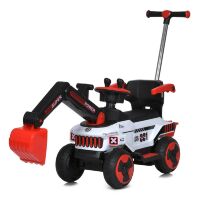 Дитяча каталка толокар з батьківською ручкою M 5783BLR-3 електромобіль трактор з ковшем, від педалі та пульта