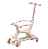 Дитячий триколісний самокат трансформер Maraton 3в1 Safari з батьківською ручкою та бампером, рожевий