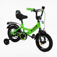 Дитячий велосипед 12 дюймів Corso MAXIS CL-12455 із додатковими колесами зелений