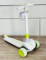 Дитячий триколісний самокат Maraton X1 складаний із підсклянником рожевий для дівчинки