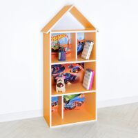 Будиночок стелаж полку Дитяча дерев'яна для іграшок і книг H 2020-21-2 Hot Wheels ХОТ ВІЛС жовта для хлопчика*