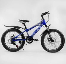 Дитячий спортивний велосипед 20 дюймів Corso 72989 "AERO" сталева рама/ ПОЛУФЕТ/7 швидкостей/синій