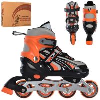 Розсувні ролики PROFI A4146-L-OR алюмінієві рама/розмір 39-42 устілка 23.7 см/колеса ПУ 70 мм/жовтогарячі