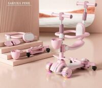 Дитячий самокат-трансформер Maraton 3в1 Zetec XST-620 з батьківською ручкою, сидінням та бампером, сірий