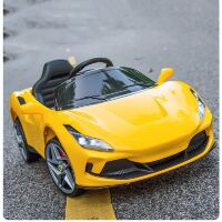Дитячий одномісний електромобіль M 5860EBLR-6 Ferrari шкіряне сидіння, 4 мотори, музика світло, жовтий