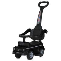 Дитяча каталка толокар M 5903L-2 Мерседес з батьківською ручкою, шкіряне сидіння, звук, світло, чорний