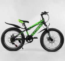 Дитячий спортивний велосипед 20 дюймів Corso 79901 "AERO" сталева рама/ ПОЛУФЕТ/7 швидкостей/ салатовий