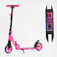 Дитячий двокол. СКЛАДНИЙ самокат Best Scooter R-67939 алюмінієвий/з амортизатором/малиновий для дівчинки