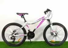 Велосипед спортивний гірський Crosser Sweet 26 колеса 26 дюймів рама алюміній 16" біло-рожевий