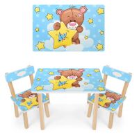 Дитячий стіл з двома стільчиками Bambi 501-8 Блакитний Ведмедик**