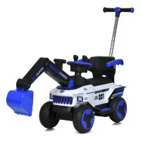 Дитяча каталка толокар з батьківською ручкою M 5783BLR-4 електромобіль трактор з ковшем, від педалі та пульта